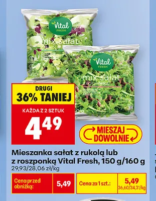 Mieszanka sałat z rukolą Vital Fresh promocja w Biedronka