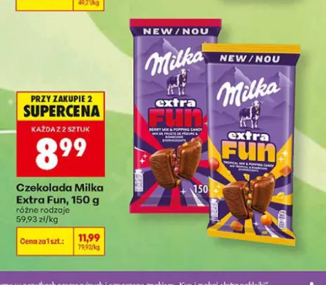 Czekolada Milka Extra Fun Tropical Mix & Popping Candy promocja w Biedronka