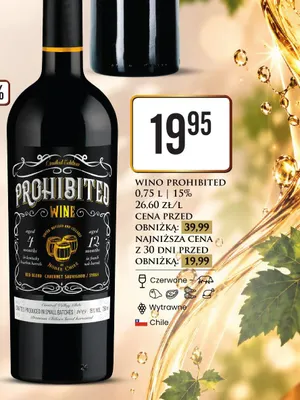 Wino czerwone Prohibited promocja w Dino