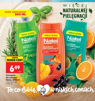 Szampon do włosów Natei Naturals Every Day Fresh promocja w Biedronka