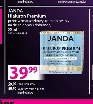 Przeciwzmarszczkowy krem do twarzy na dzień dobry i dobranoc Hialuron Premium Janda promocja w Hebe
