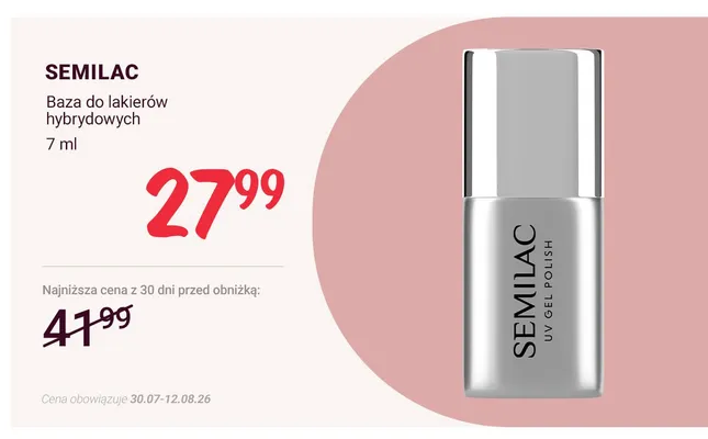 Baza do lakierów hybrydowych Semilac promocja w Rossmann