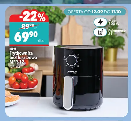 Frytkownica beztłuszczowa MFR-12 czarna Mpm promocja w Biedronka