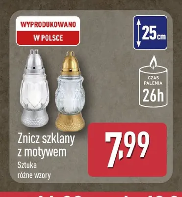 Znicz szklany z motywem promocja w Aldi