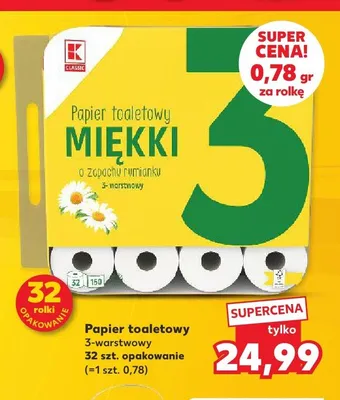 Papier toaletowy K-Classic Miękki o zapachu rumianku 3-warstwowy 32-pak promocja w Kaufland