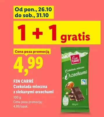 Czekolada mleczna z siekanymi orzechami Fin Carré promocja w Lidl