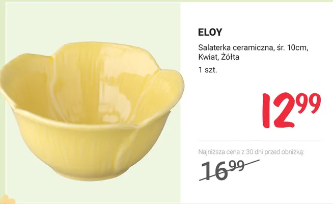 Salaterka ceramiczna, śr. 10 cm, kwiat, żółta promocja w Rossmann