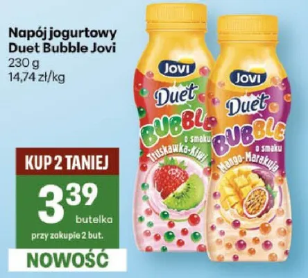 Napój jogurtowy Duet Bubble Jovi truskawka-kiwi promocja w Delikatesy Centrum
