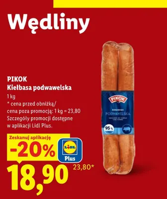 Kiełbasa podwawelska Pikok promocja w Lidl
