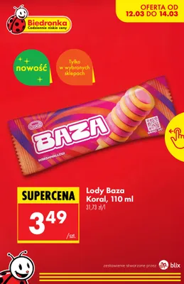 Lody Baza marshmallow promocja w Biedronka