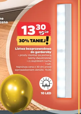 Listwa bezprzewodowa do garderoby promocja w Netto