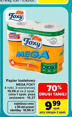 Papier toaletowy Foxy Mega 4-pak promocja w Carrefour Market