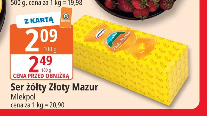 Ser żółty Złoty Mazur Mlekpol promocja w Leclerc