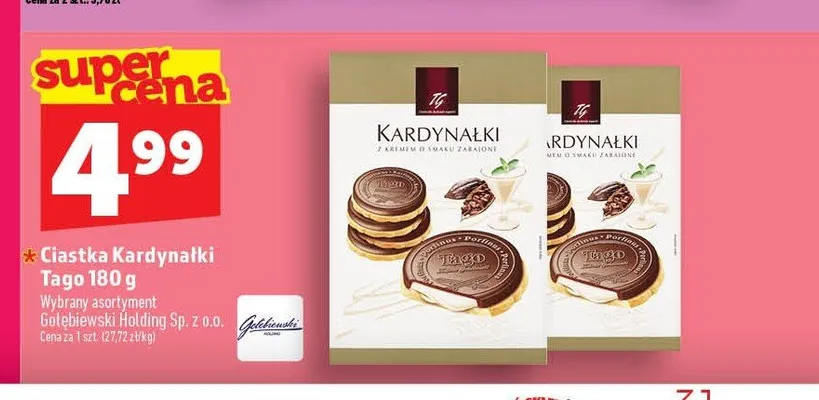 Ciastka Kardynałki Tago z kremem o smaku zabajone promocja w TOPAZ