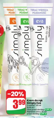 Krem do rąk Simply Eva miód i owies promocja w Dino