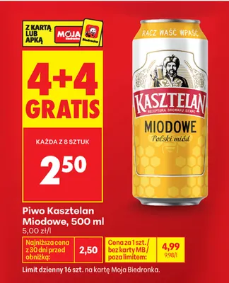 Piwo Kasztelan Miodowe promocja w Biedronka