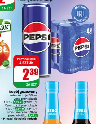 Napój gazowany różne rodzaje promocja w Dino