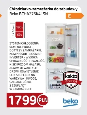 Chłodziarko-zamrażarka do zabudowy Beko BCHA275K41SN promocja w kakto.pl