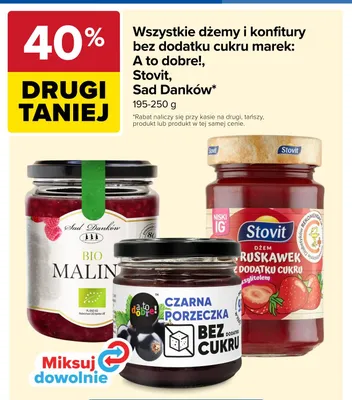 Dżem z truskawek bez dodatku cukru z ksylitolem Stovit promocja w Carrefour