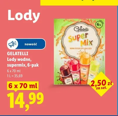Lody wodne Gelatelli supermix 6-pak promocja w Lidl