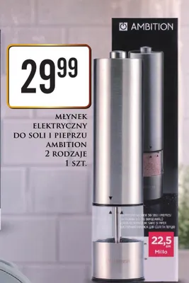 Młynek elektryczny do soli i pieprzu 2 rodzaje Ambition promocja w Dino