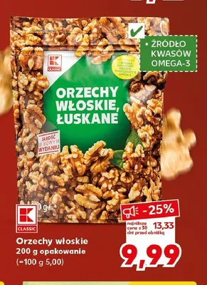 Orzechy włoskie łuskane K-Classic promocja w Kaufland