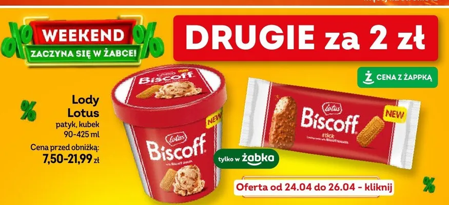 Lody Lotus patyk, kubek promocja w Żabka