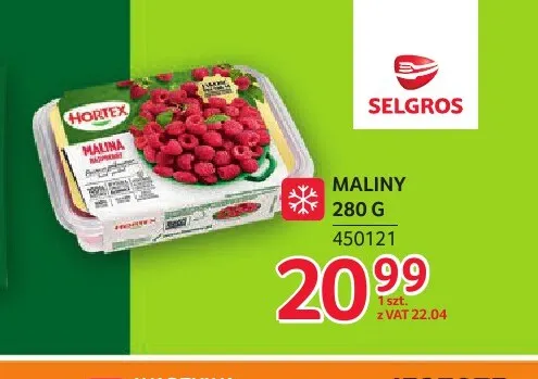 Maliny Hortex promocja w Selgros