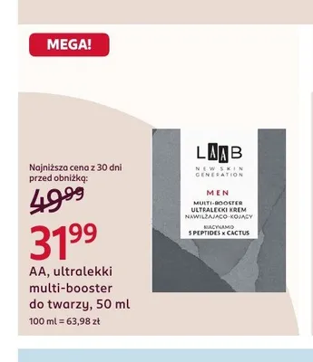 AA Men ultralekki multi-booster do twarzy promocja w Rossmann