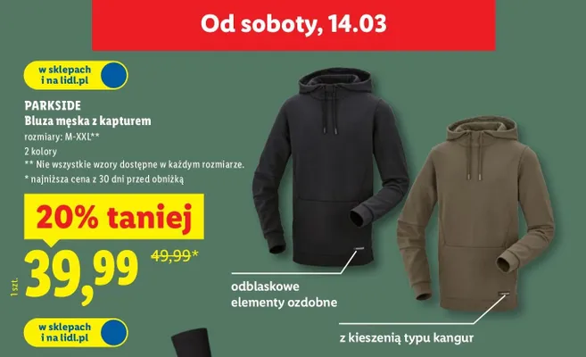 Bluza męska z kapturem Parkside promocja
