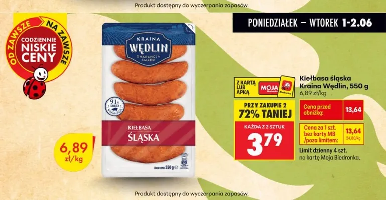 Kiełbasa śląska Kraina Wędlin promocja w Biedronka