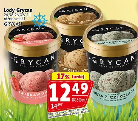 Lody Grycan różne smaki promocja w Prim Market