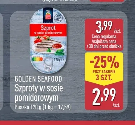 Szproty w sosie pomidorowym Golden Seafood promocja w Aldi