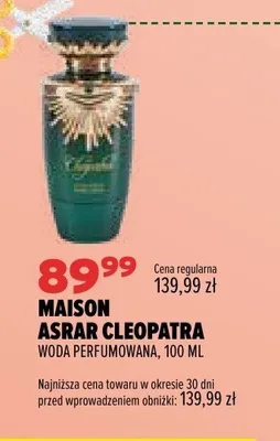 Woda perfumowana Maison Asrar Cleopatra promocja w Drogerie Natura