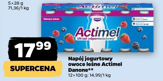 Napój jogurtowy owoce leśne Actimel promocja w Netto