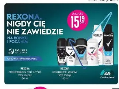 Antyperspirant w sprayu Rexona promocja w Drogerie Jasmin