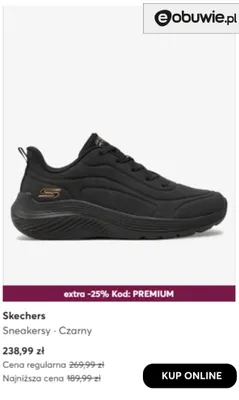 Sneakersy czarny Skechers promocja w eobuwie.pl