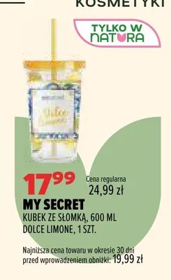 Kubek ze słomką My Secret Dolce Limone promocja w Drogerie Natura