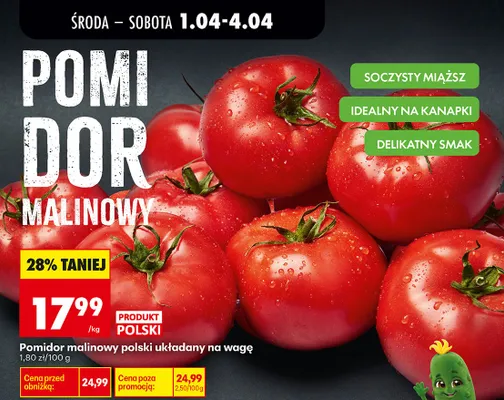 Pomidor malinowy polski układany na wagę promocja w Biedronka