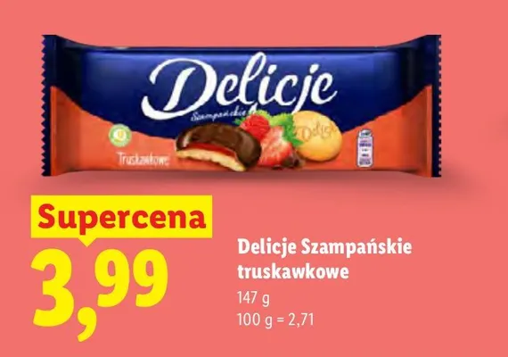 Ciastka Delicje Szampańskie truskawkowe promocja w Lidl