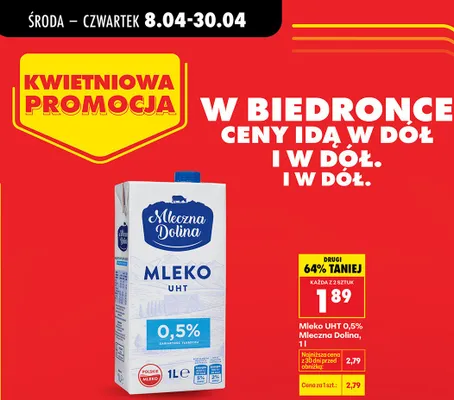 Mleko UHT 0,5% promocja w Biedronka