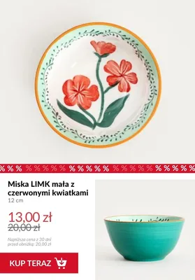 Miska LIMK mała z czerwonymi kwiatkami 12 cm promocja w Homla