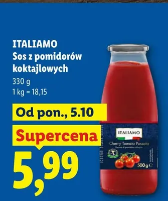 Sos z pomidorów koktajlowych Italiamo promocja w Lidl