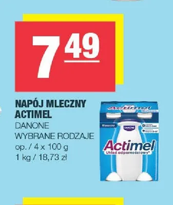 Napój mleczny Actimel 4-pak Danone promocja w SPAR