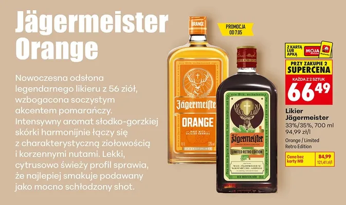 Likier Jägermeister Orange 33% 700ml promocja w Biedronka