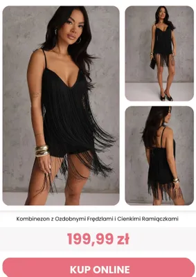 Kombinezon z ozdobnymi frędzlami i cienkimi ramiączkami Renee promocja w Renee