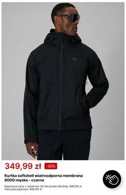 Kurtka softshell wiatroodporna membrana 8000 męska czarna 4F promocja w 4F