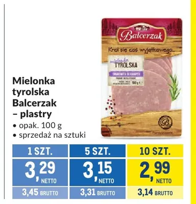 Mielonka tyrolska w plastrach Balcerzak promocja w Makro