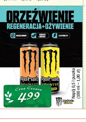 Napój energetyczny Monster Rehab promocja w CEZAR Delikatesy