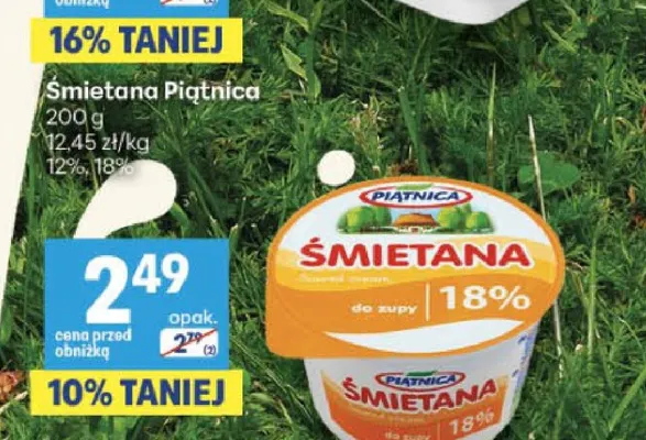 Śmietana Piątnica 18% promocja w Delikatesy Centrum